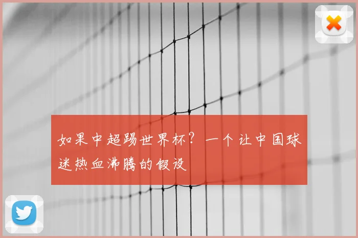 如果中超踢世界杯?一个让中国球迷热血沸腾的假设